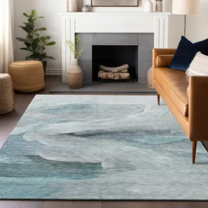 Luxury Washable Indoor/Outdoor Ravenna Teal 8\' x 10\' Rug
