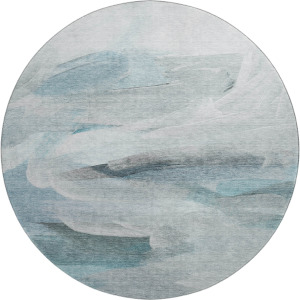 Luxury Washable Indoor/Outdoor Ravenna Teal 8' x 8' Round Rug