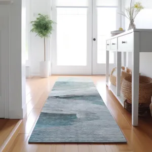 Luxury Washable Indoor/Outdoor Ravenna Teal 2\'3\" x 7\'6\" Runner Rug