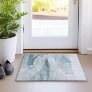 Luxury Washable Indoor/Outdoor Ravenna Teal 1\'8\" x 2\'6\" Rug