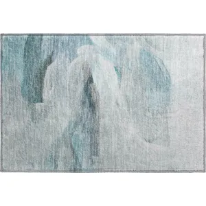 Luxury Washable Indoor/Outdoor Ravenna Teal 1\'8\" x 2\'6\" Rug