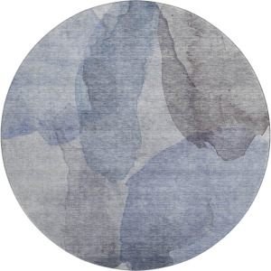 Luxury Washable Indoor/Outdoor Ravenna Blue 8' x 8' Round Rug