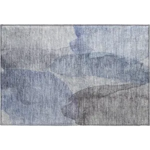 Luxury Washable Indoor/Outdoor Ravenna Blue 1\'8\" x 2\'6\" Rug