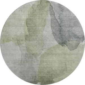 Luxury Washable Indoor/Outdoor Ravenna Fern 8\' x 8\' Round Rug