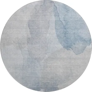 Luxury Washable Indoor/Outdoor Ravenna Sky 8\' x 8\' Round Rug
