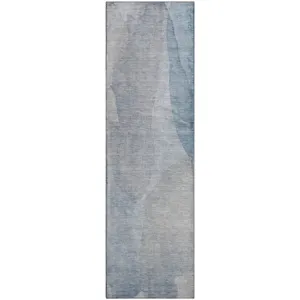 Luxury Washable Indoor/Outdoor Ravenna Sky 2\'3\" x 7\'6\" Runner Rug