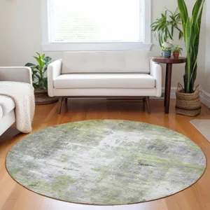 Luxury Washable Indoor/Outdoor Ravenna Aloe 8\' x 8\' Round Rug