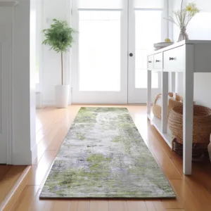 Luxury Washable Indoor/Outdoor Ravenna Aloe 2\'3\" x 7\'6\" Runner Rug