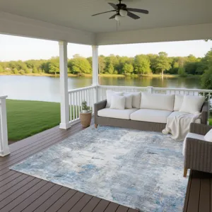 Luxury Washable Indoor/Outdoor Ravenna Blue 10\' x 14\' Rug