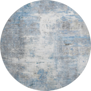 Luxury Washable Indoor/Outdoor Ravenna Blue 8' x 8' Round Rug