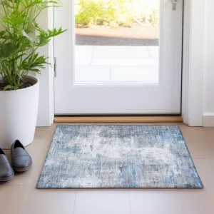 Luxury Washable Indoor/Outdoor Ravenna Blue 1\'8\" x 2\'6\" Rug