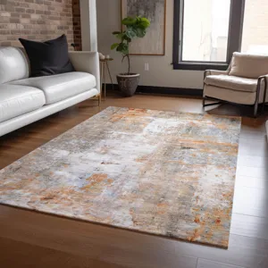 Luxury Washable Indoor/Outdoor Ravenna Copper 2\'6\" x 3\'10\" Rug