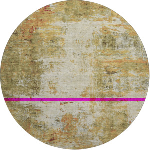 Luxury Washable Indoor/Outdoor Ravenna Olive 8' x 8' Round Rug