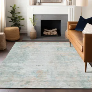 Luxury Washable Indoor/Outdoor Ravenna Seafoam 8\' x 10\' Rug