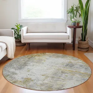 Luxury Washable Indoor/Outdoor Ravenna Taupe 8\' x 8\' Round Rug