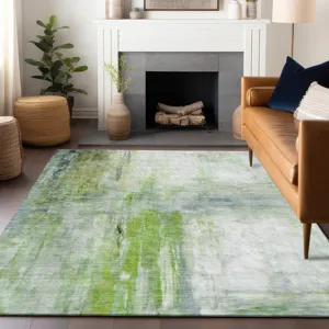 Luxury Washable Indoor/Outdoor Ravenna Aloe 9\' x 12\' Rug