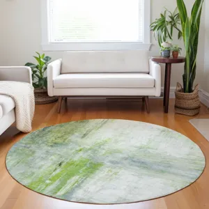 Luxury Washable Indoor/Outdoor Ravenna Aloe 8\' x 8\' Round Rug