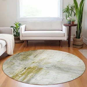 Luxury Washable Indoor/Outdoor Ravenna Taupe 8\' x 8\' Round Rug