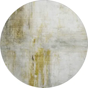 Luxury Washable Indoor/Outdoor Ravenna Taupe 8\' x 8\' Round Rug