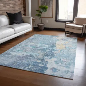 Luxury Washable Indoor/Outdoor Ravenna Blue 3\' x 5\' Rug
