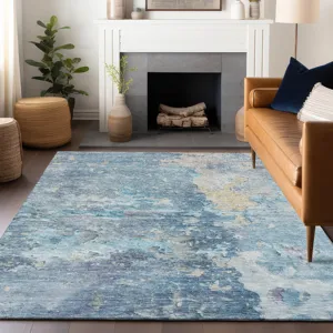 Luxury Washable Indoor/Outdoor Ravenna Blue 3\' x 5\' Rug