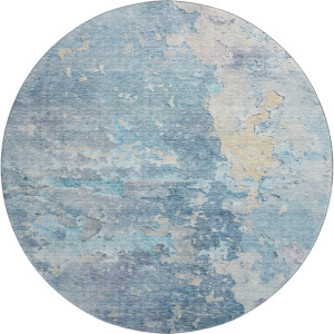 Luxury Washable Indoor/Outdoor Ravenna Blue 8' x 8' Round Rug