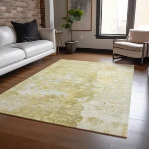 Luxury Washable Indoor/Outdoor Ravenna Gold 3\' x 5\' Rug