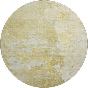 Luxury Washable Indoor/Outdoor Ravenna Gold 8' x 8' Round Rug