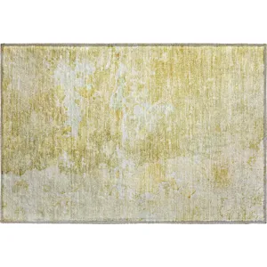 Luxury Washable Indoor/Outdoor Ravenna Gold 1\'8\" x 2\'6\" Rug