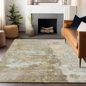 Luxury Washable Indoor/Outdoor Ravenna Khaki 2\'6\" x 3\'10\" Rug