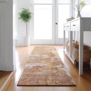 Luxury Washable Indoor/Outdoor Ravenna Salmon 2\'3\" x 7\'6\" Runner Rug
