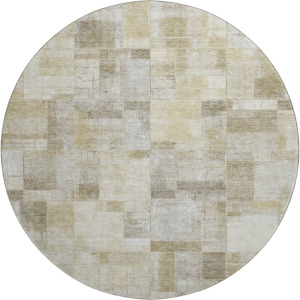 Luxury Washable Indoor/Outdoor Ravenna Beige 8' x 8' Round Rug