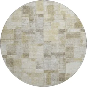 Luxury Washable Indoor/Outdoor Ravenna Beige 8\' x 8\' Round Rug