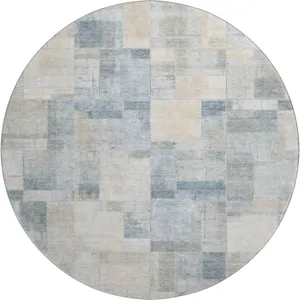 Luxury Washable Indoor/Outdoor Ravenna Denim 8\' x 8\' Round Rug