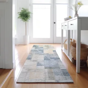 Luxury Washable Indoor/Outdoor Ravenna Denim 2\'3\" x 7\'6\" Runner Rug