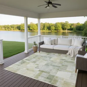 Luxury Washable Indoor/Outdoor Ravenna Sage 10\' x 14\' Rug