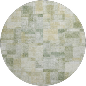 Luxury Washable Indoor/Outdoor Ravenna Sage 8' x 8' Round Rug