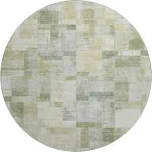 Luxury Washable Indoor/Outdoor Ravenna Sage 8\' x 8\' Round Rug