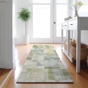 Luxury Washable Indoor/Outdoor Ravenna Sage 2\'3\" x 7\'6\" Runner Rug