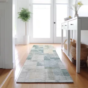 Luxury Washable Indoor/Outdoor Ravenna Seafoam 2\'3\" x 7\'6\" Runner Rug