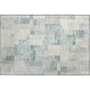 Luxury Washable Indoor/Outdoor Ravenna Seafoam 1\'8\" x 2\'6\" Rug