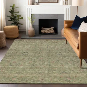 Luxury Washable Indoor/Outdoor Ravenna Aloe 5\' x 7\'6\" Rug