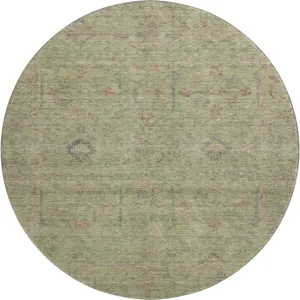 Luxury Washable Indoor/Outdoor Ravenna Aloe 8\' x 8\' Round Rug