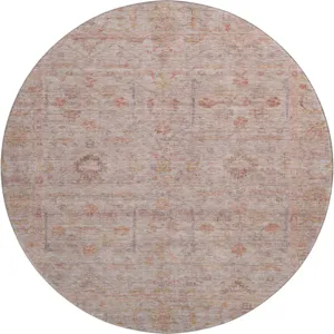 Luxury Washable Indoor/Outdoor Ravenna Coral 8\' x 8\' Round Rug