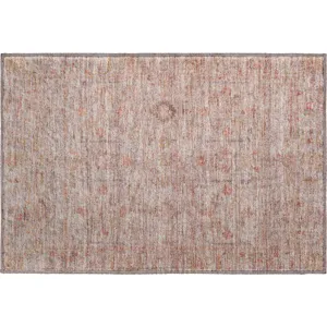 Luxury Washable Indoor/Outdoor Ravenna Coral 1\'8\" x 2\'6\" Rug
