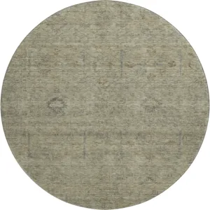 Luxury Washable Indoor/Outdoor Ravenna Khaki 8\' x 8\' Round Rug