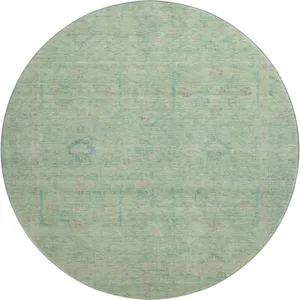 Luxury Washable Indoor/Outdoor Ravenna Seafoam 8\' x 8\' Round Rug