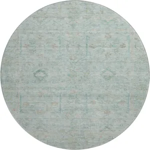Luxury Washable Indoor/Outdoor Ravenna Sky 8\' x 8\' Round Rug