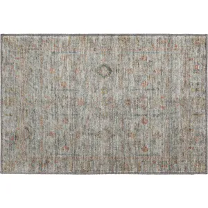 Luxury Washable Indoor/Outdoor Ravenna Taupe 1\'8\" x 2\'6\" Rug
