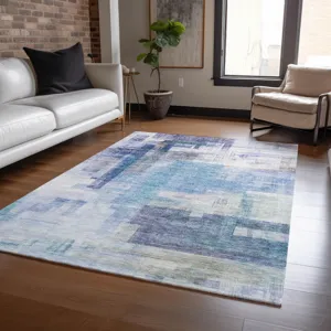 Luxury Washable Indoor/Outdoor Ravenna Blue 9\' x 12\' Rug